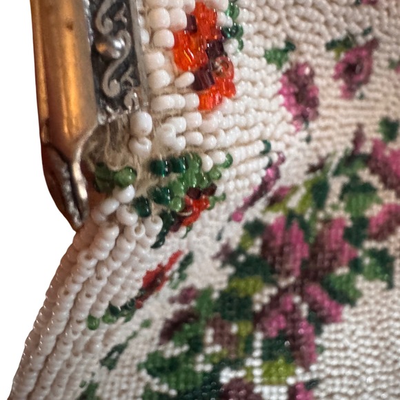 Vintage Beaded‎ 1920s Flapper Bag Purse Floral Wreath Antique Art Deco Style 7x9 - Picture 5 of 9